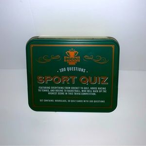 Trivia Quiz Game - SPORTS 100 Questions w/Hourglass Timer Included Tin Box